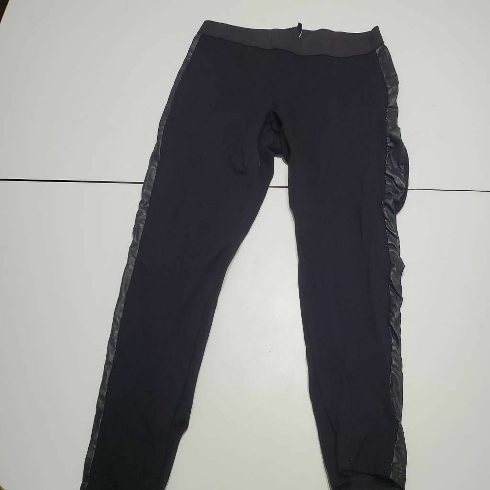Divided By H&M Womens Leggings Black Stretch Pull On Faux Leather Coated Trim M